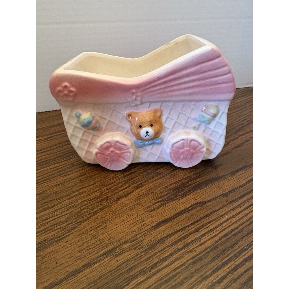 Vintage Nancy Pew Ceramic Baby Carriage Planter